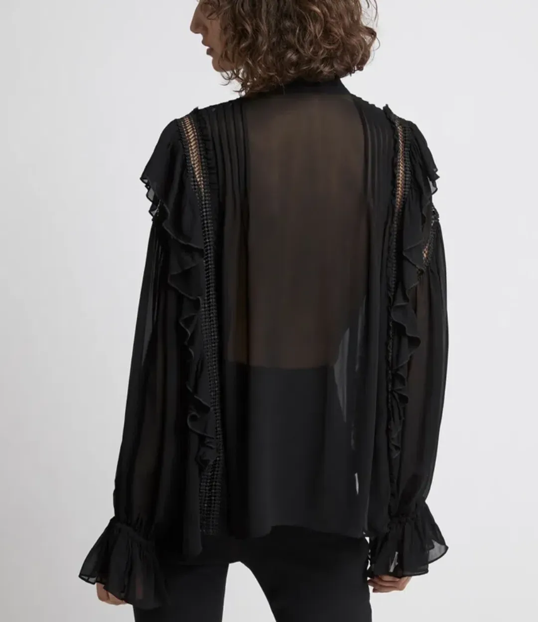 Aje Solitude Ruffle Blouse Black Size 8 for rent on The Volte - main image