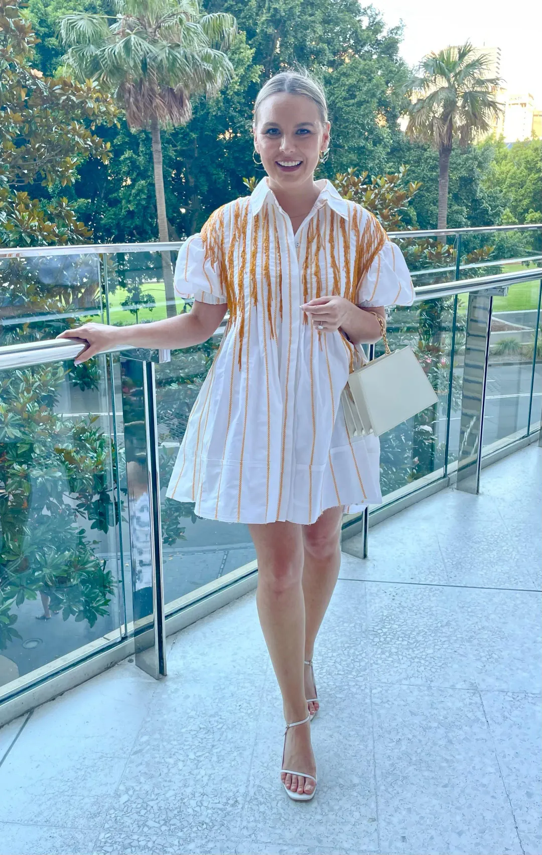 Aje Collective Marigold Beaded Dress White Size 8 for rent on The Volte - main image