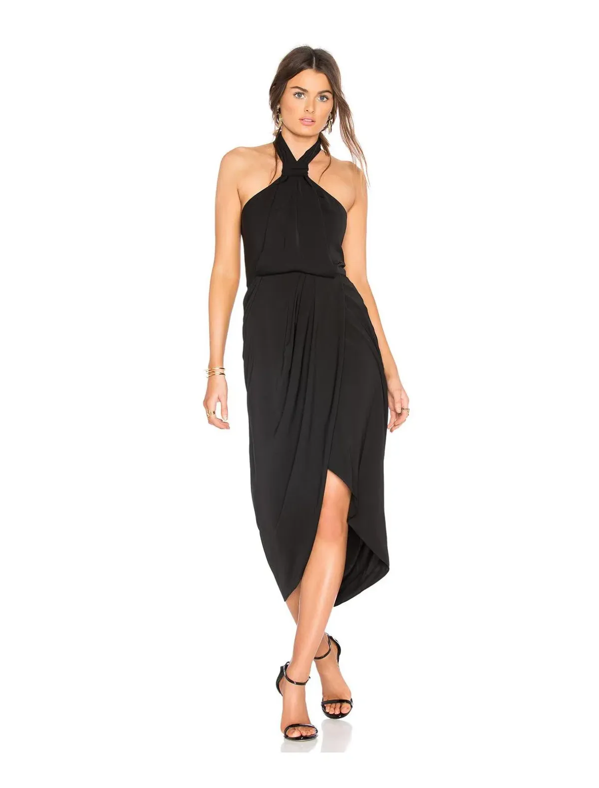 Shona Joy Knot Draped Dress Black Size 6 for rent on The Volte - main image