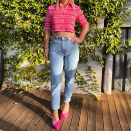 Scanlan Theodore Pleated Rib Stripe Crop Top Pink Size 8 for rent on The Volte - image 4