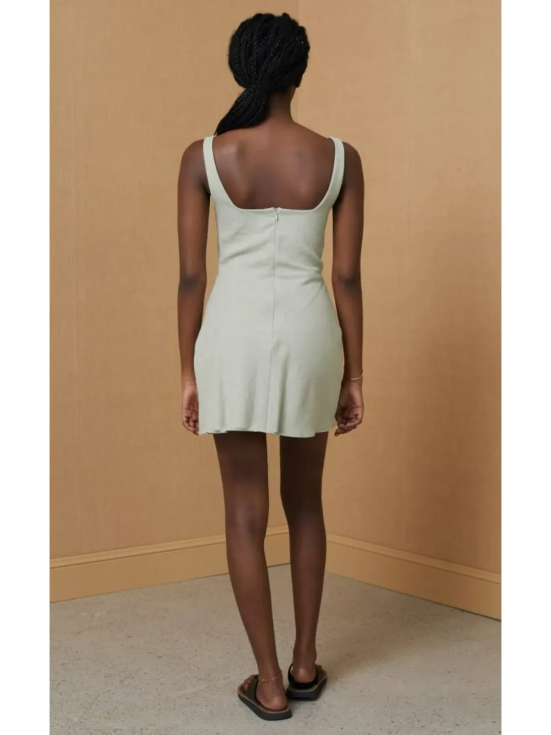 Bec & Bridge Phoebe Sleeveless Mini Dress Khaki Size AU 6 for rent on The Volte - main image