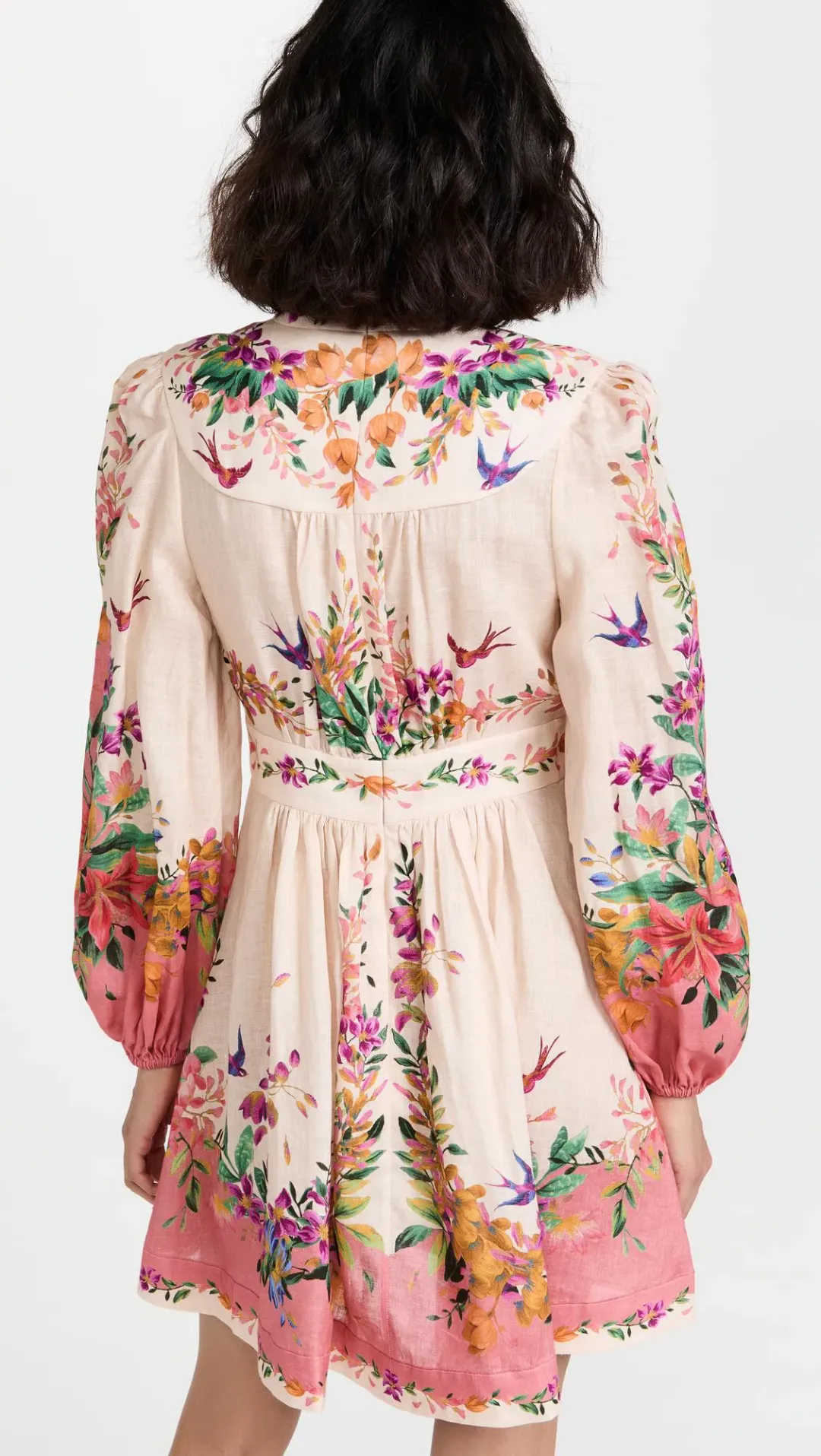 Zimmermann Tropicana Plunge Mini Dress Cream Floral Size 1 / AU 10 for rent on The Volte - main image