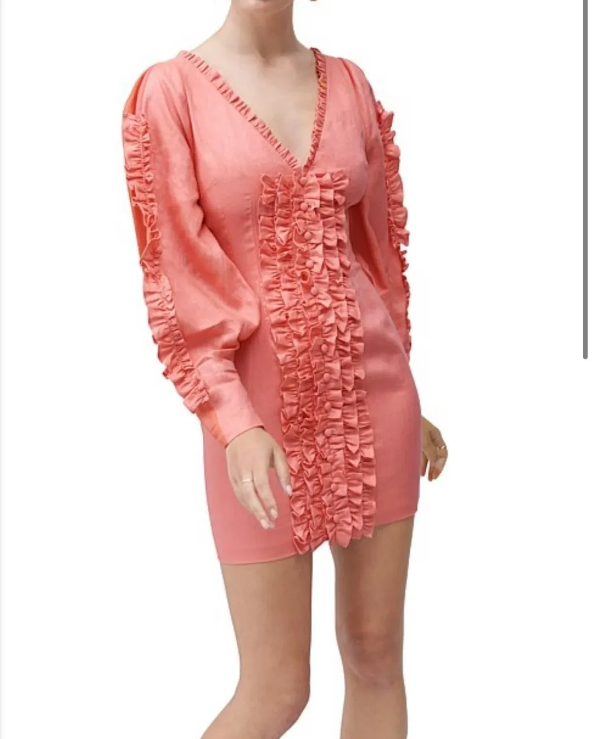 Joslin Studio Clarissa Linen Mini Dress Salmon Size 6 for rent on The Volte - main image