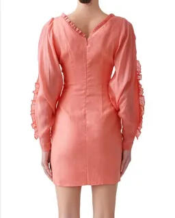 Joslin Studio Clarissa Linen Mini Dress Salmon Size 6 for rent on The Volte - image 3