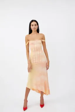Ellery Odilon Off the Shoulder Dress Peach Size 10 for rent on The Volte - image 2