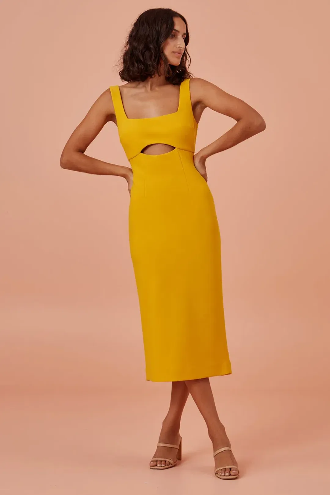 Finders Keepers Nadia Midi Dress Mango Size 8 for rent on The Volte - main image