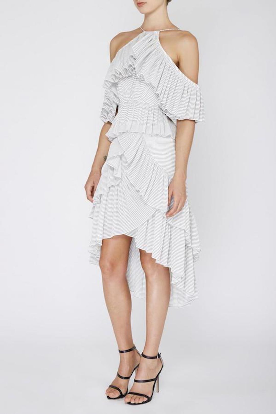 Acler Keppel Pleat Dress Grey Size 8 for rent on The Volte - main image