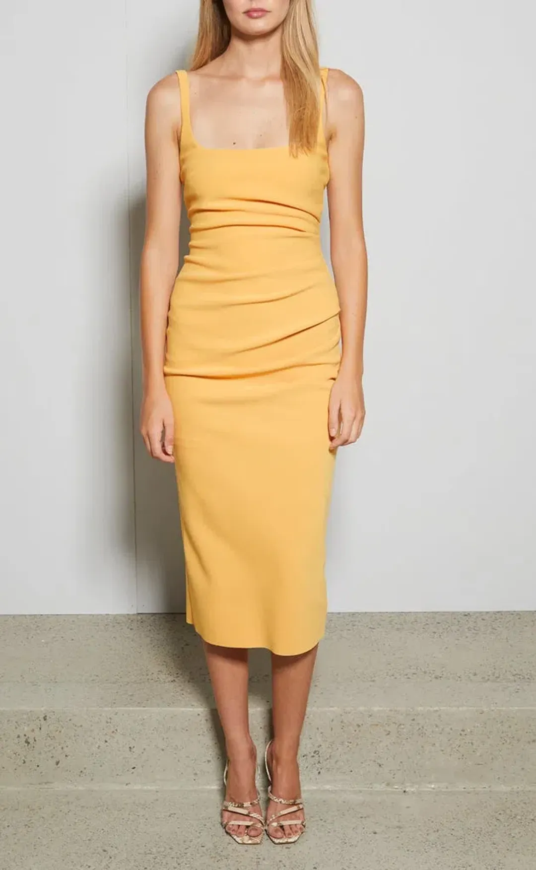 Bec and Bridge Karina Tuck Midi Dress Orange Size 8 for rent on The Volte - main image