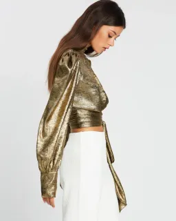 By Johnny Foil Cuffed Top Gold Size 10 for rent on The Volte - image 4