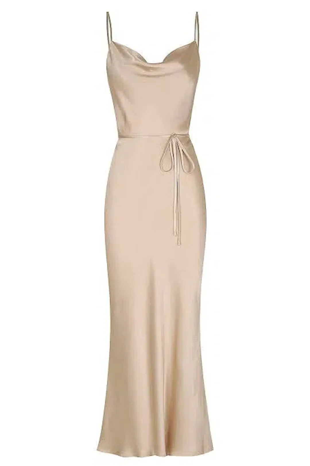 Shona Joy La Lune Cowl Bias Midi Dress Gold Size 10 for rent on The Volte - main image
