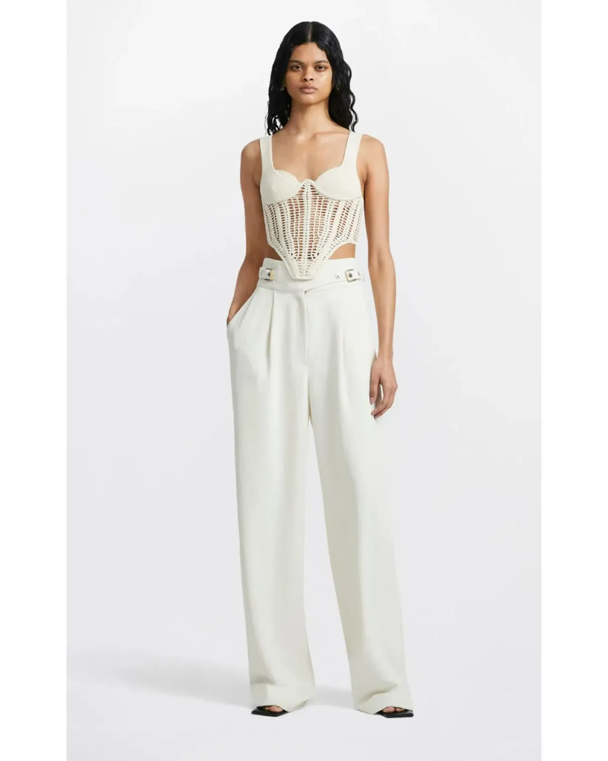 Dion Lee Interlock Buckle Pant Ecru Size AU 8 for rent on The Volte - main image