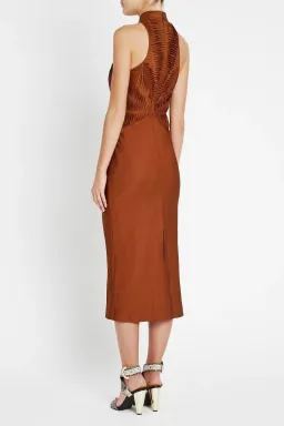  Sass & Bide You Are The One Fitted Midi Dress Bronze Size 10 for rent on The Volte - image 4