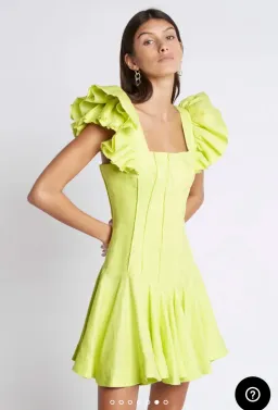 Aje Breathless Frill Sleeve Mini Dress Green Size 12 for rent on The Volte - image 7