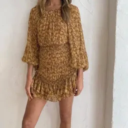 Shona Joy Sunset Cut Out Backless Mini Dress Print Size 10 for rent on The Volte - image 3