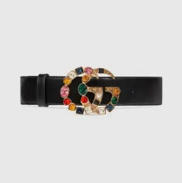 Gucci Leather Belt with Crystal Double G Buckle Multi for rent on The Volte - image 2