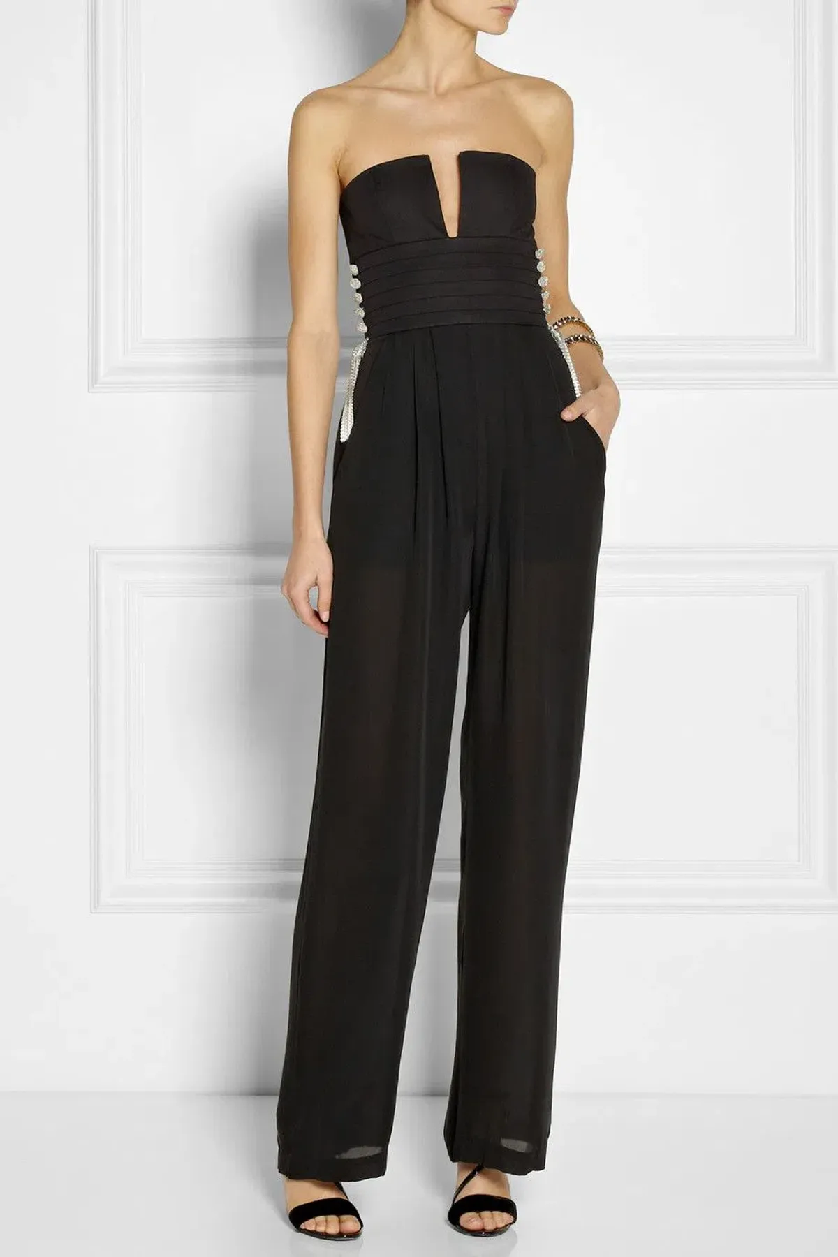 Sass and Bide All About The Bass Silk Jumpsuit Black Size 8 for rent on The Volte - main image
