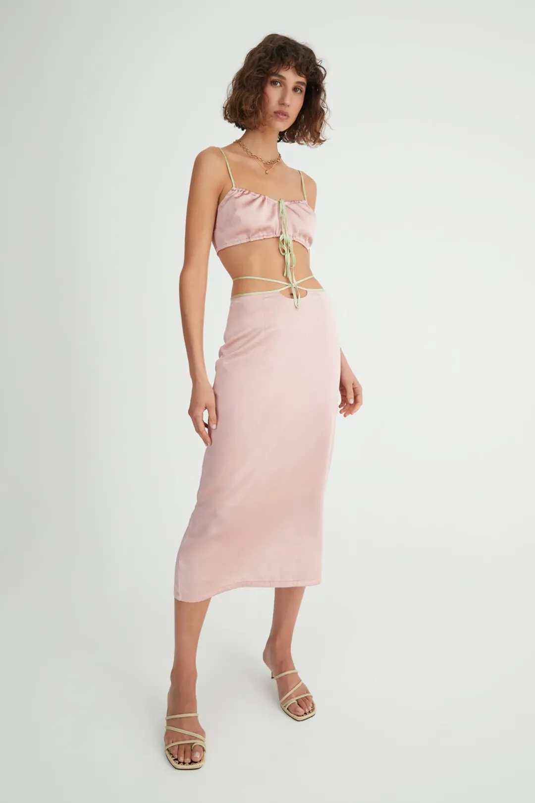 Hansen & Gretel Cali Top and Mariika Skirt Set Blush Size 8 for rent on The Volte - main image