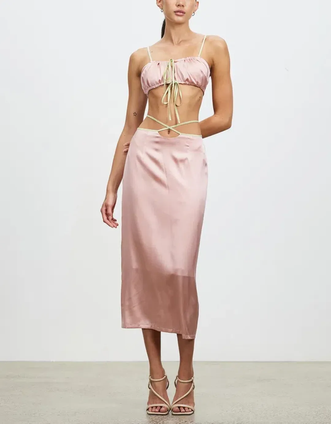 Hansen & Gretel Cali Top and Mariika Skirt Set Blush Size 8 for rent on The Volte - main image