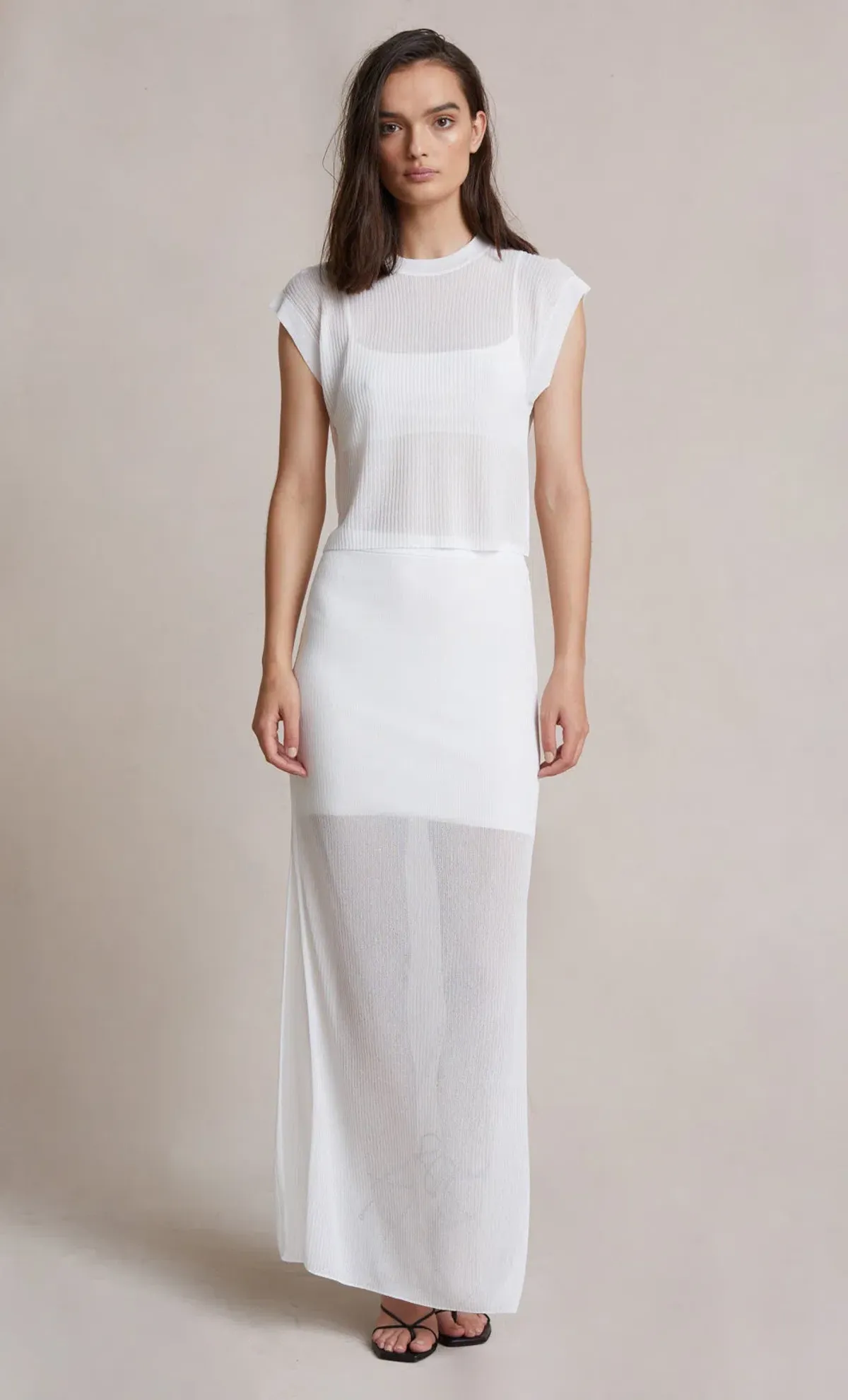 Bec & Bridge Moon Light Knit Tee and Skirt Set White Size 8 for rent on The Volte - main image