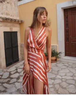 Sass & Bide Earn Your Stripes Dress Orange Size 10 for rent on The Volte - image 1