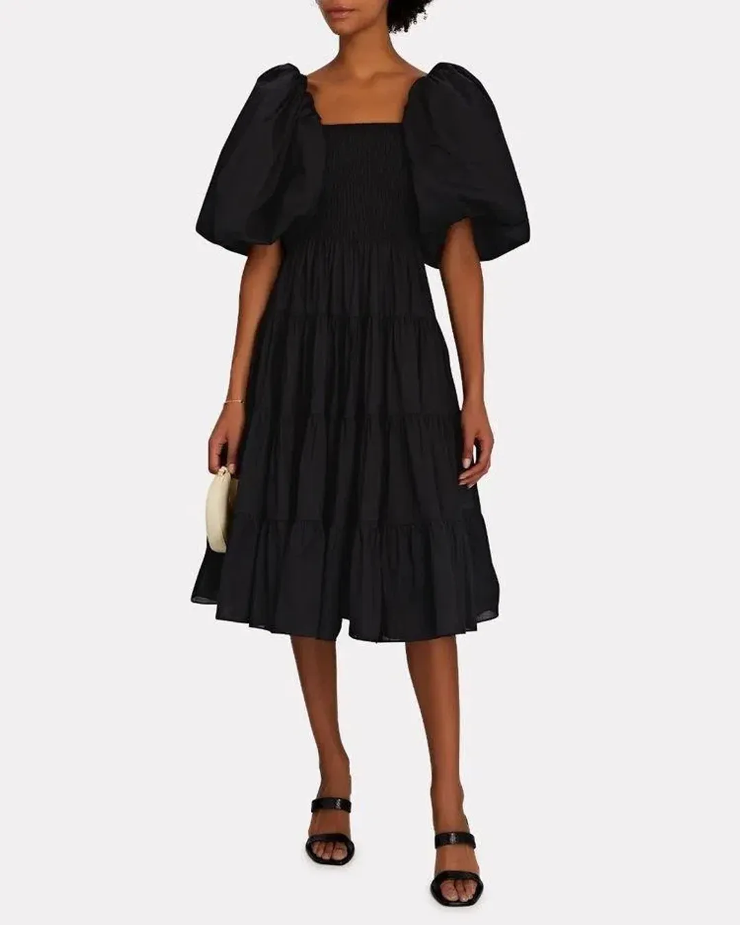 Aje Cherished Midi Dress Black Size 10 for rent on The Volte - main image