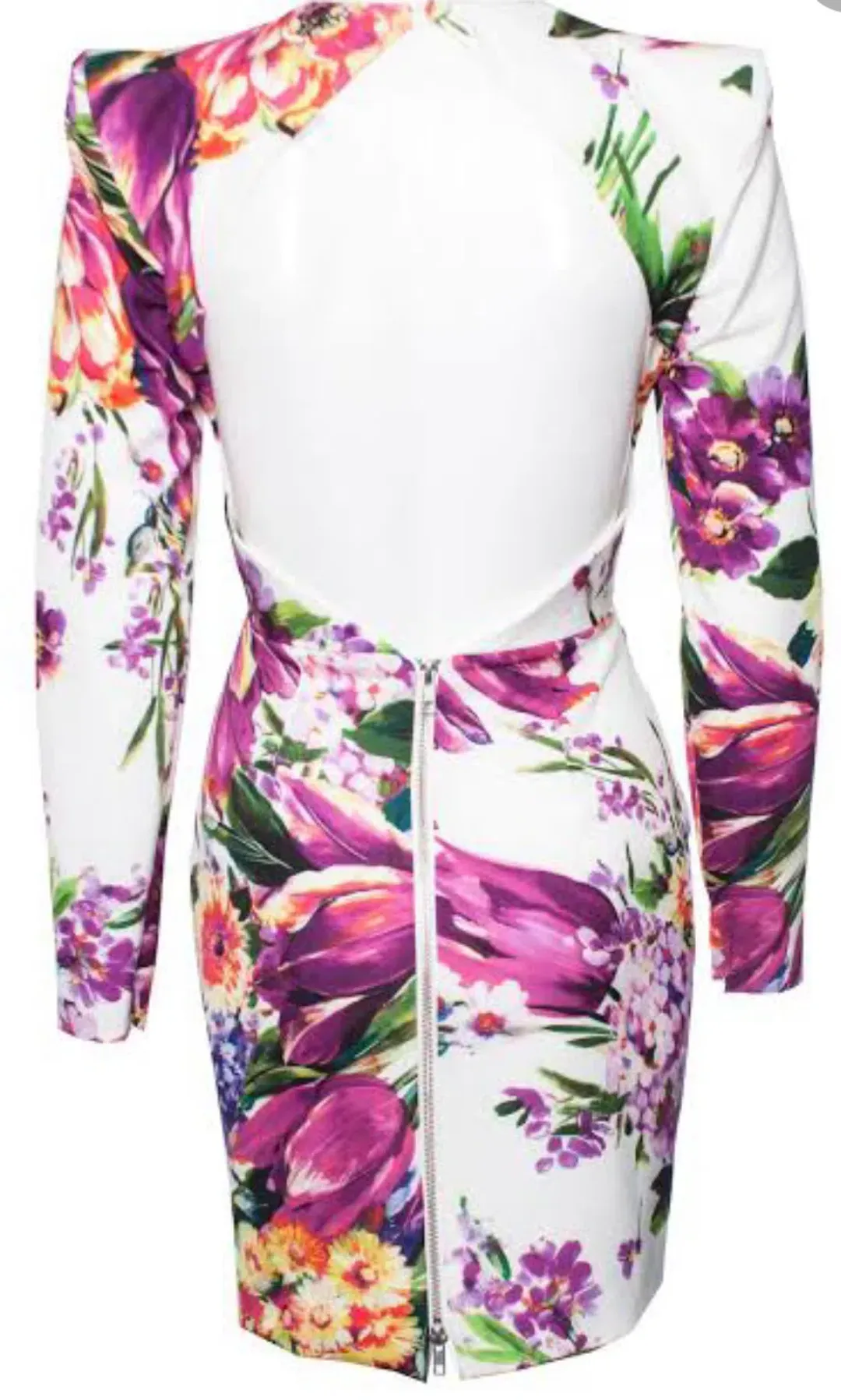 Alex Perry Anais Mini Dress Floral White Size 6 for rent on The Volte - main image