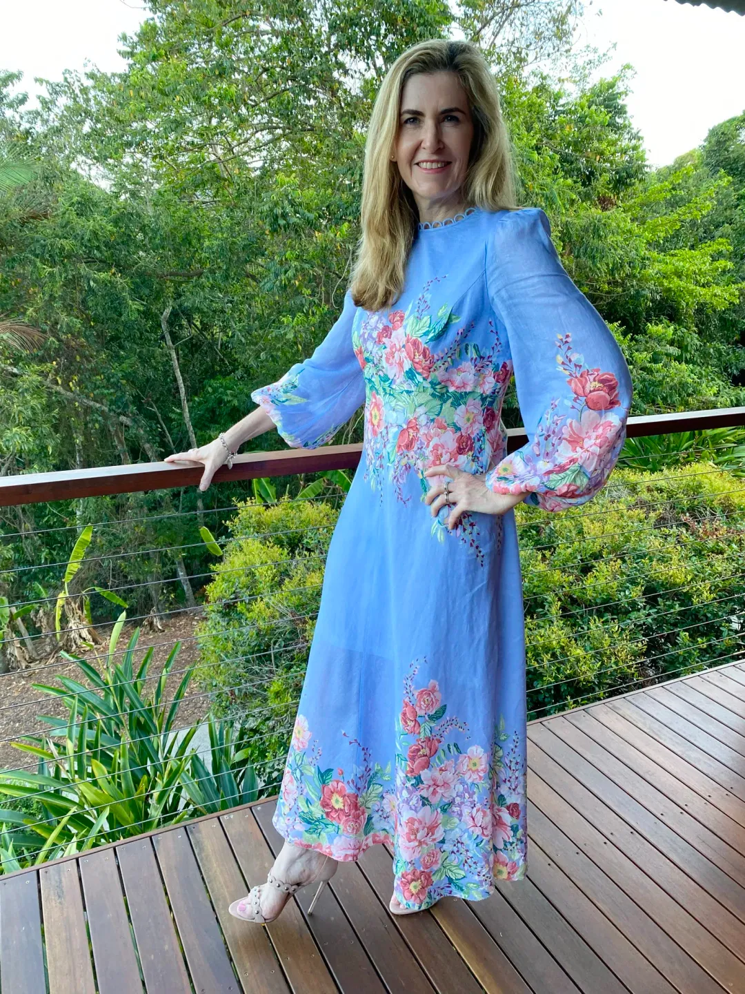 Zimmermann Beltitude Floral Long Dress Cornflower Blue Size 3/Au 14 for rent on The Volte - main image