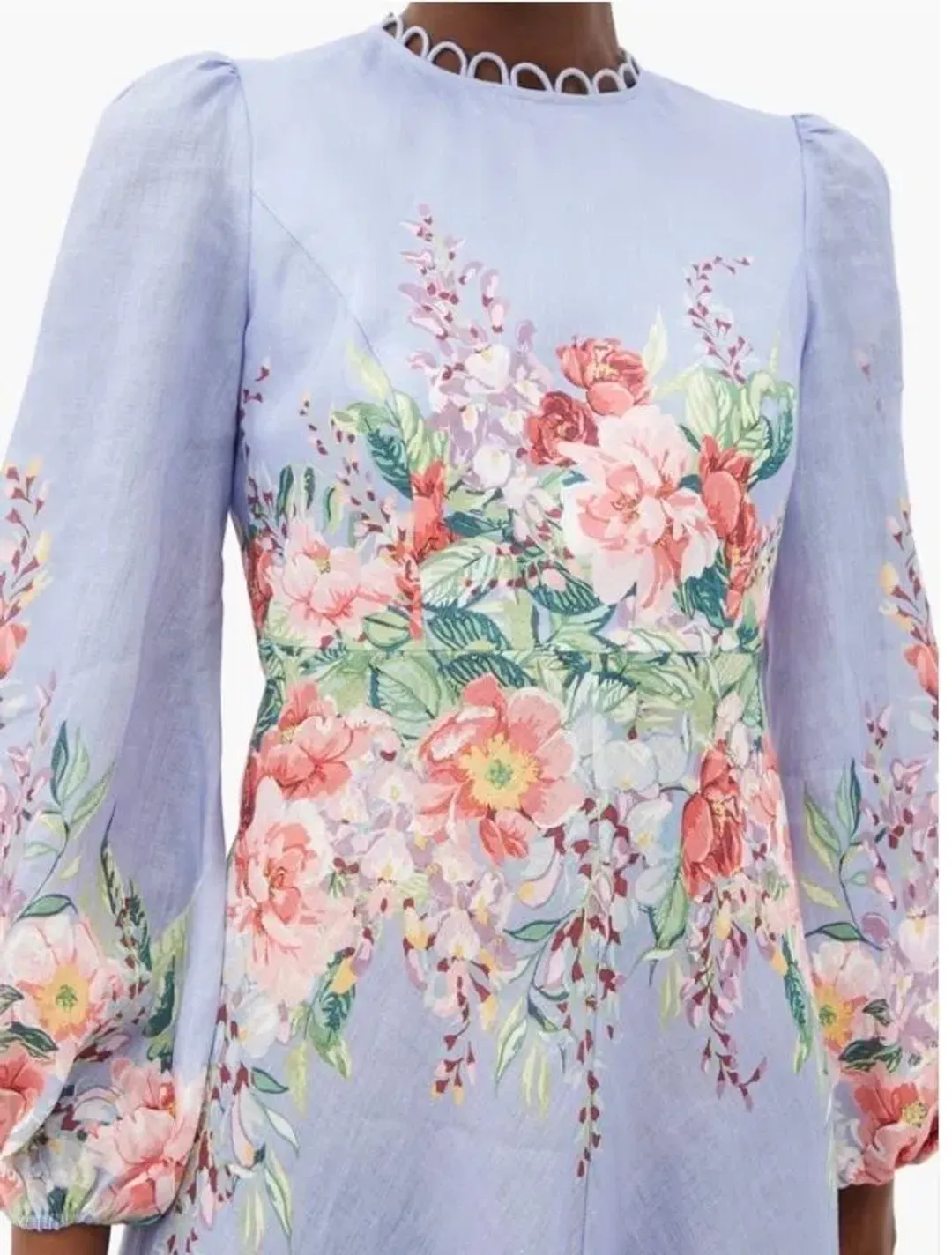 Zimmermann Beltitude Floral Long Dress Cornflower Blue Size 3/Au 14 for rent on The Volte - main image