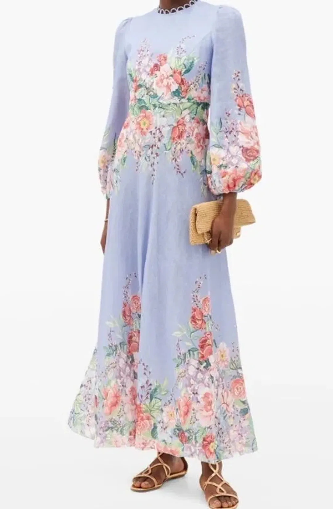 Zimmermann Beltitude Floral Long Dress Cornflower Blue Size 3/Au 14 for rent on The Volte - main image