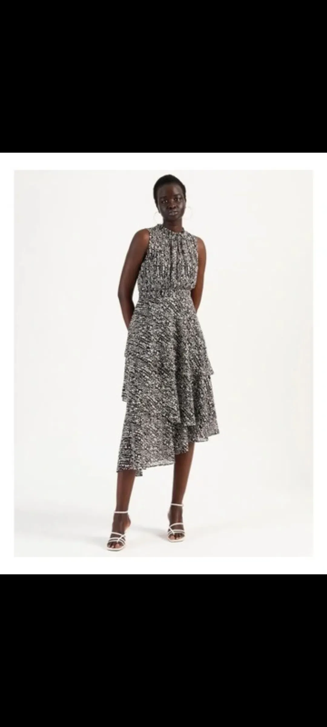 Wayne Cooper Tiered Frill Midi Ggt Dress Droplets Print for rent on The Volte - main image