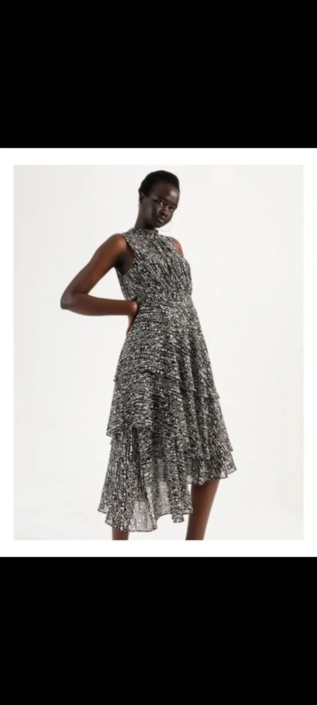 Wayne Cooper Tiered Frill Midi Ggt Dress Droplets Print for rent on The Volte - main image