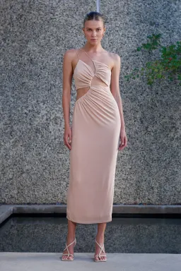 MISHA Bernette Midi Dress in Rose Nude Size 6/XS for rent on The Volte - image 1