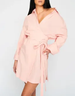 By Johnny Naomi Cotton Wrap Dress Pink Size 6 for rent on The Volte - image 2