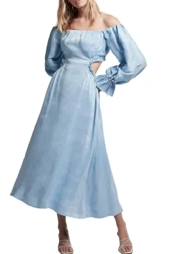 Aje Overture Blouson Midi Dress Ciel Blue Size 8 for rent on The Volte - image 1