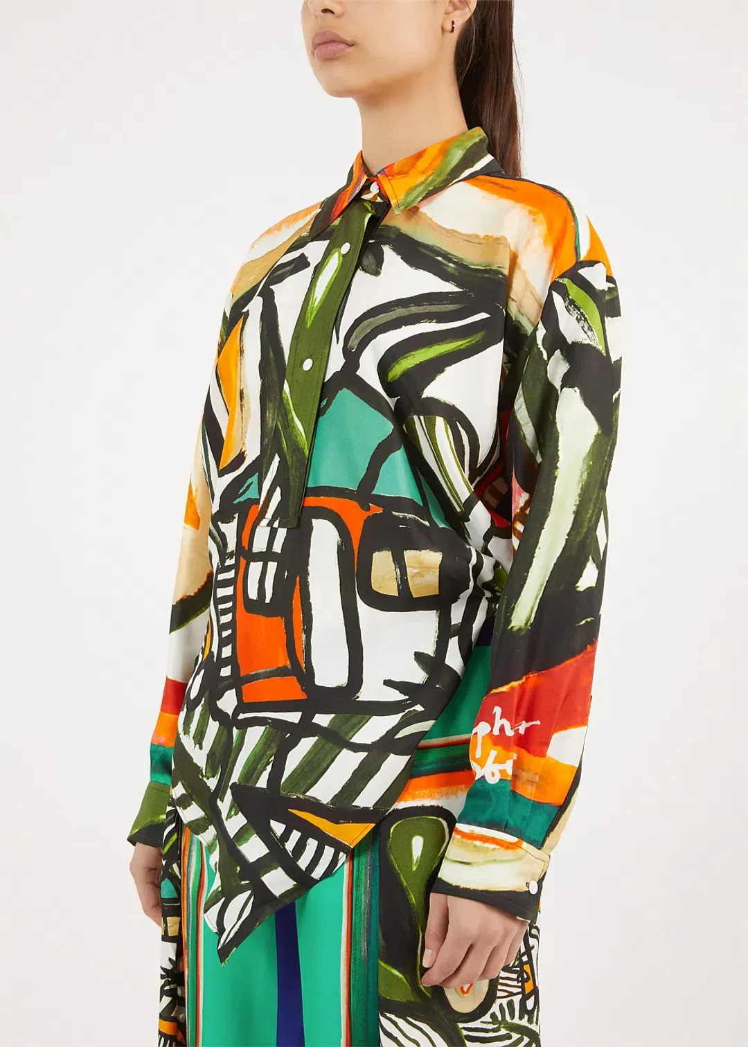 Christopher Esber Ruched Back Bandana Scarf Cropped Shirt Print Size 4 for rent on The Volte - main image
