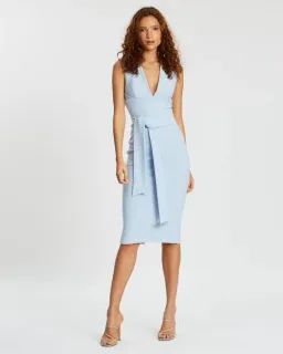 Shona Joy Lucy Plunged Midi Dress Blue Size 8 for rent on The Volte - image 1