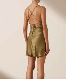 Shona Joy Alma Asymmetrical Bias Cowl Mini Dress Green Size 8 for rent on The Volte - image 2