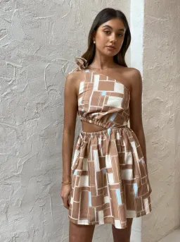 By Nicola Gabriella One Shoulder Mini Dress Print Size 6 for rent on The Volte - image 1