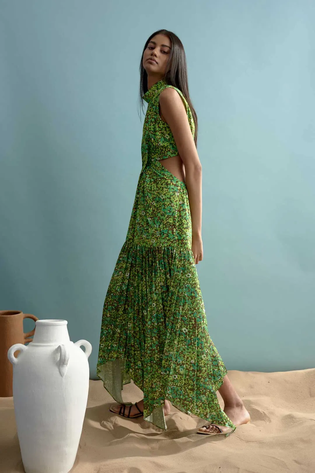 Alemais Phyllis Twist Front Pleat Dress Print Size 12 for rent on The Volte - main image