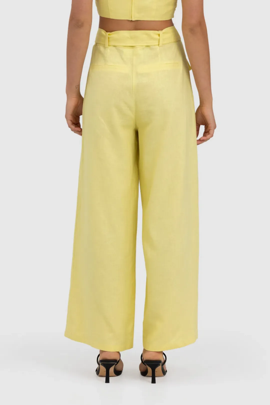 The Wolf Gang Sahara Linen Pans in Lemon Yellow Size au 6 for rent on The Volte - main image