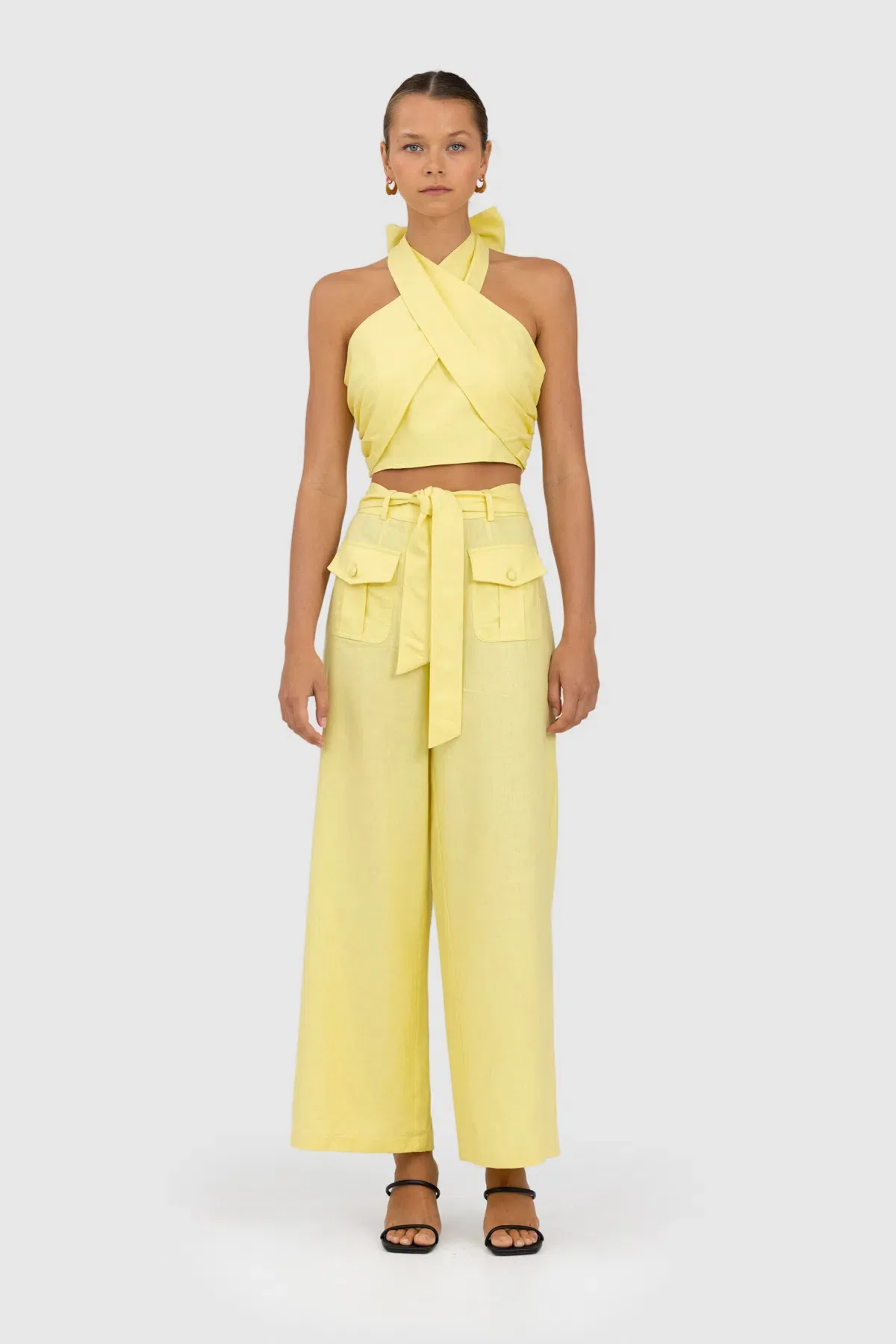 The Wolf Gang Sahara Linen Pans in Lemon Yellow Size au 6 for rent on The Volte - main image