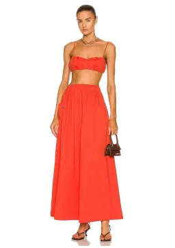 Sir the Label Anja Tucked Bralette Top Size 1 and Skirt Size 0 Set in Mandarin Red for rent on The Volte - image 1