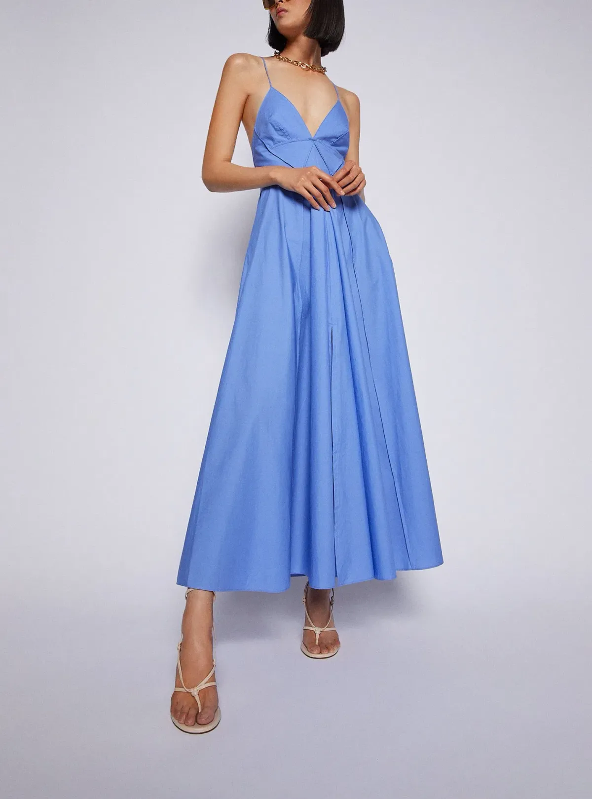 Scanlan Theodore Parachute Cotton Strappy Dress Blue Size 6 for rent on The Volte - main image