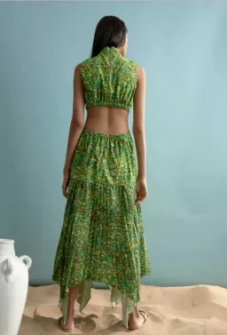 Alemais Phyllis Twist Front Pleat Dress Green Size 10 for rent on The Volte - image 3