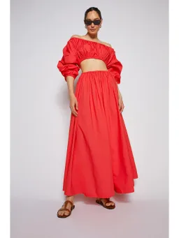 Scanlan Theodore Parachute Cotton Gather Dress Poppy Size AU 10 for rent on The Volte - image 1