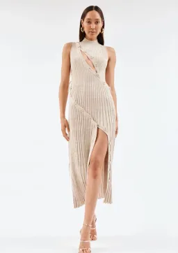 Christopher Esber Spiral Knit Dress Tan Marle Size 6 for rent on The Volte - image 2