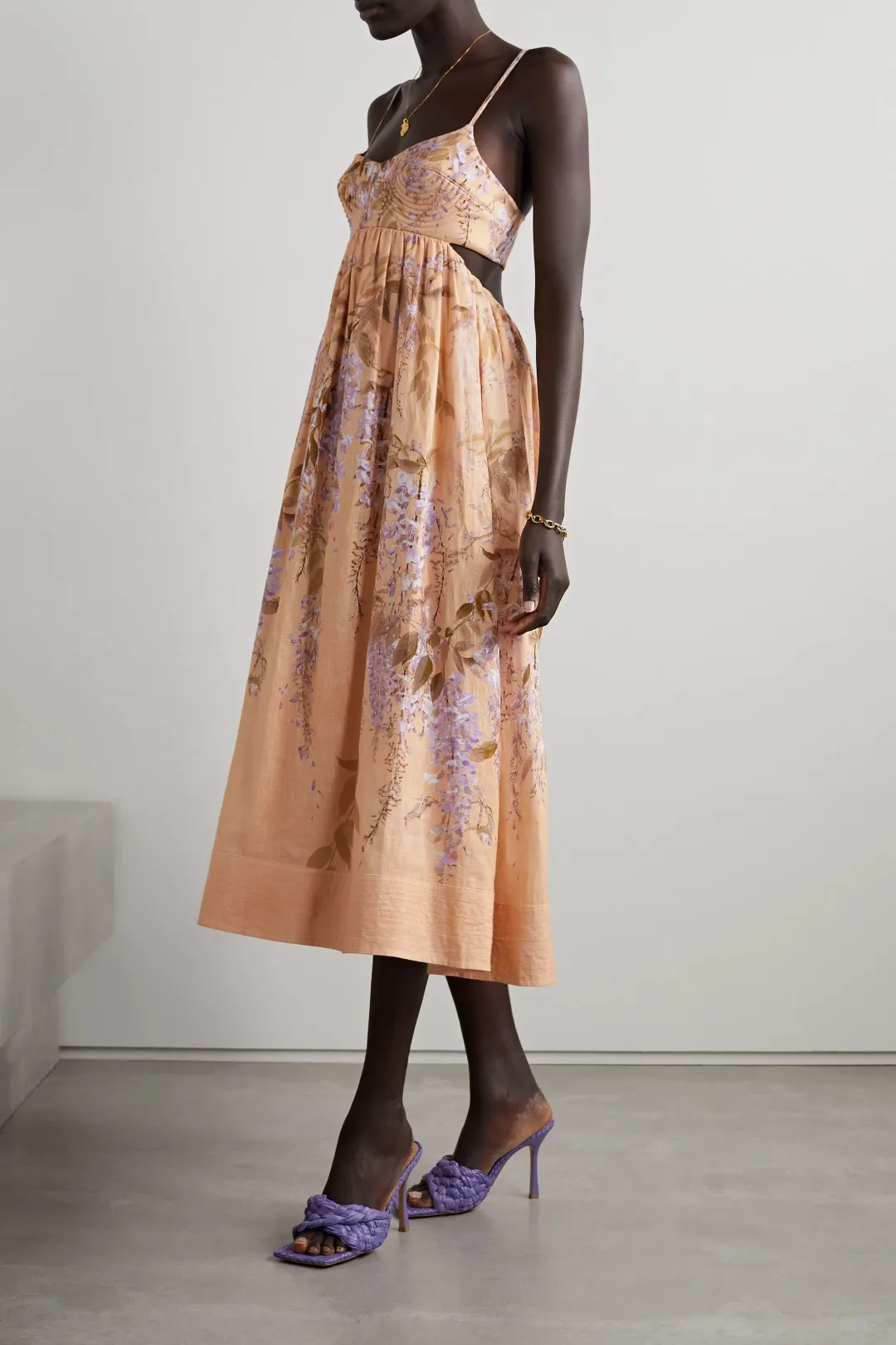 Zimmermann Rosa Bralette Midi Dress Lilac Wisteria Floral Size 0 / AU 8 for rent on The Volte - main image