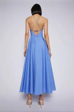 Scanlan Theodore Parachute Cotton Strappy Dress Blue Size 10 for rent on The Volte - image 2