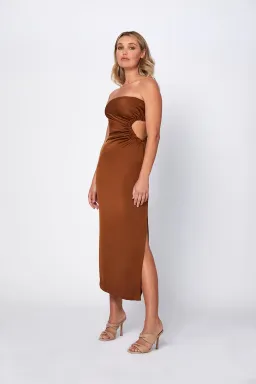 By Jonny Selena Strapless Dress Brown Size 8 for rent on The Volte - image 1