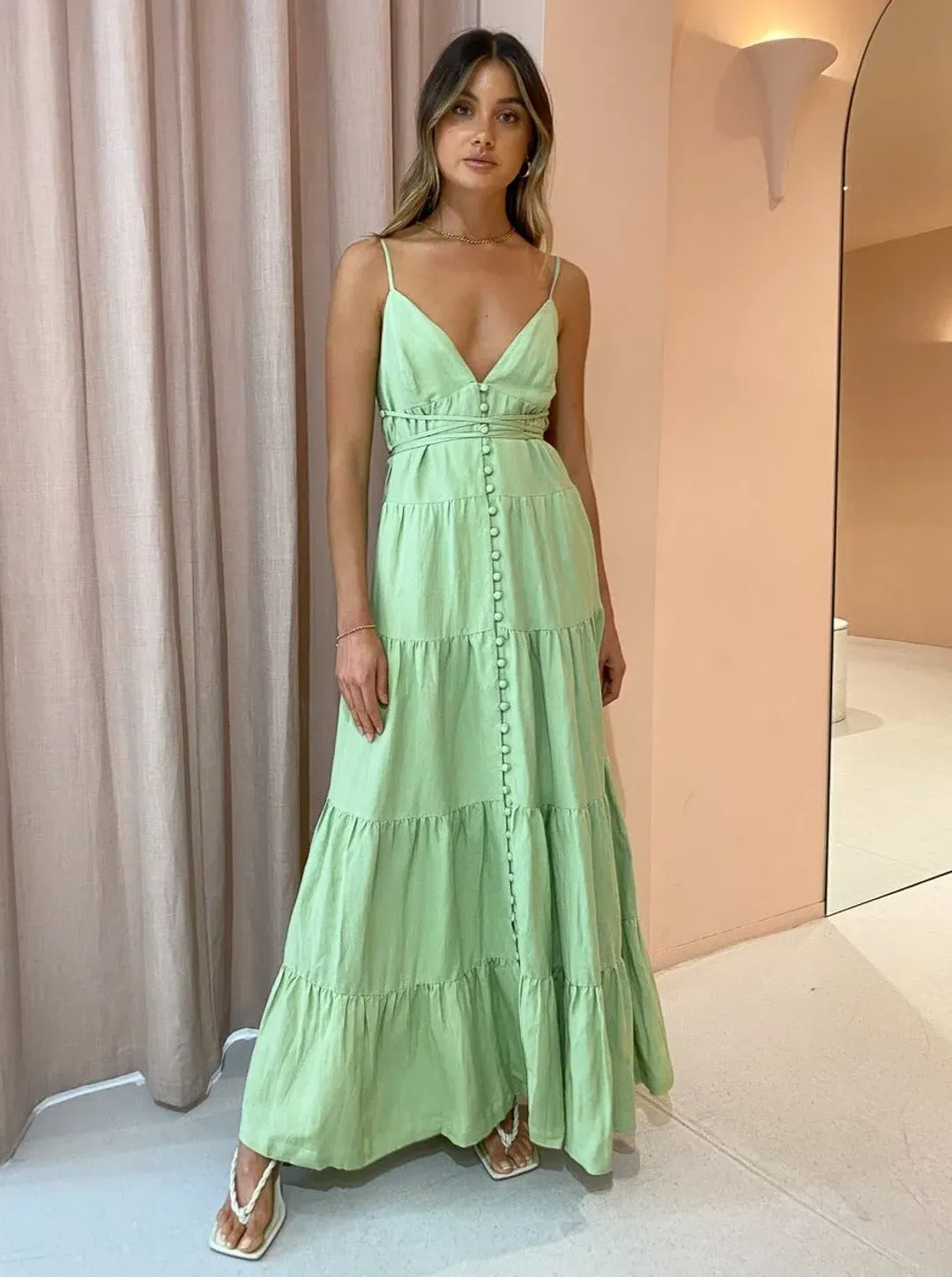 Hansen & Gretel Roberta Dress Green Size 8 for rent on The Volte - main image